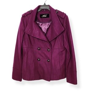 Mirage Wool Short Pea Coat Purple Women's Jacket Size Large